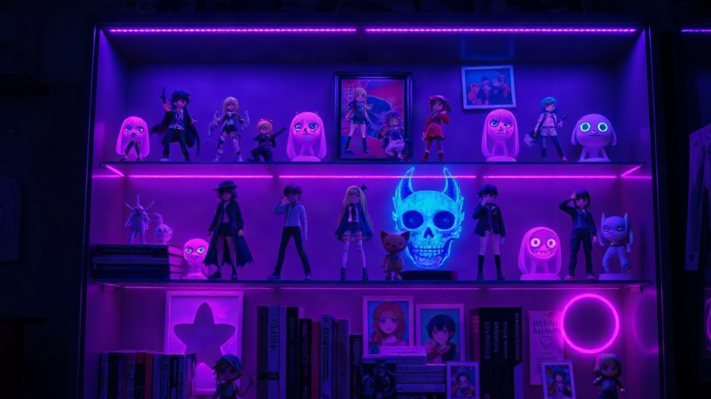 Glowing anime figure display shelf